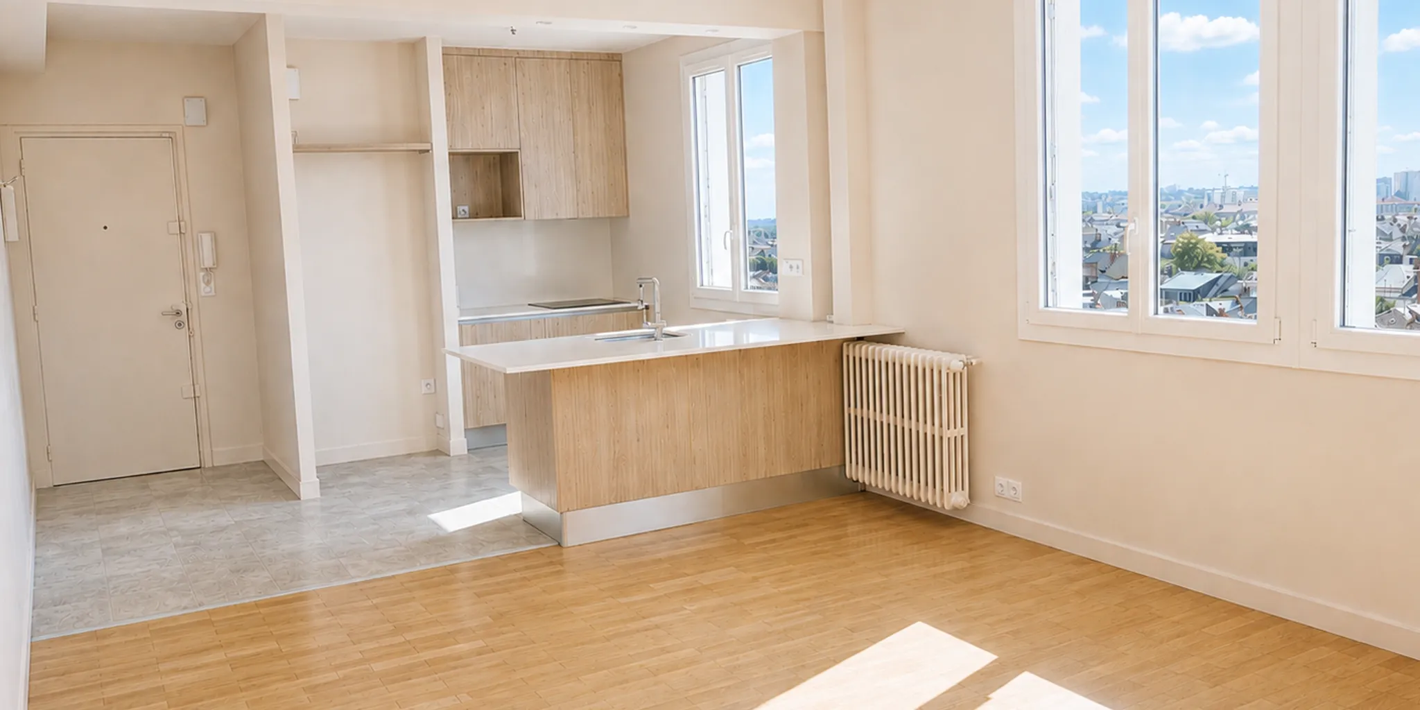 Pièce à vivre avec cuisine ouverte Appartement Type 3 de 60 m2 | Tours Centre à proximité de l'Avenue de Grammont | Vente 37