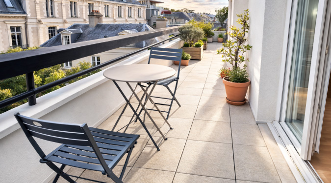 vue balcon terrasse type 3 de 60 m2 dans résidence récente à vendre sur Tours centre | Vente 37.fr • Bien proposé par Tours'N Gestion Immmo 37