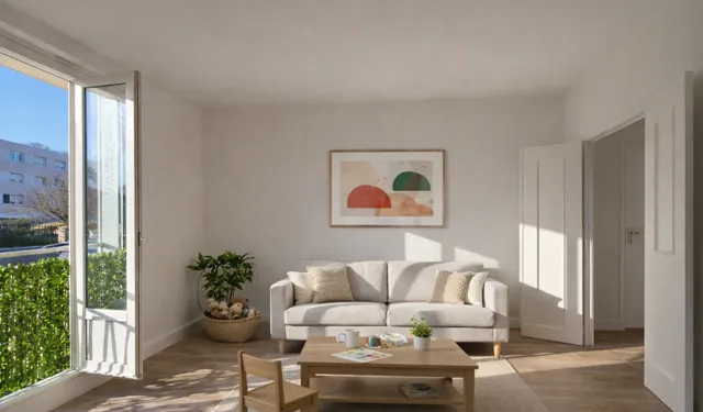 Vue aménagée pièce à vivre dans appartement Type 3 de 65 m2 proche IUT à vendre sur Tours-Nord | Vente 37.fr