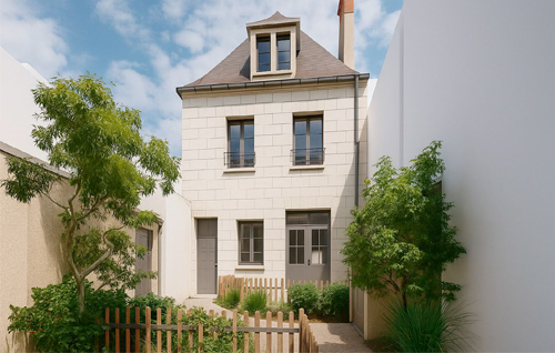 vue facade avant residence pierre du centre avec appartement Type 3 de 60 m2 avec terrasse pour investir ou habiter sur Tours Centre