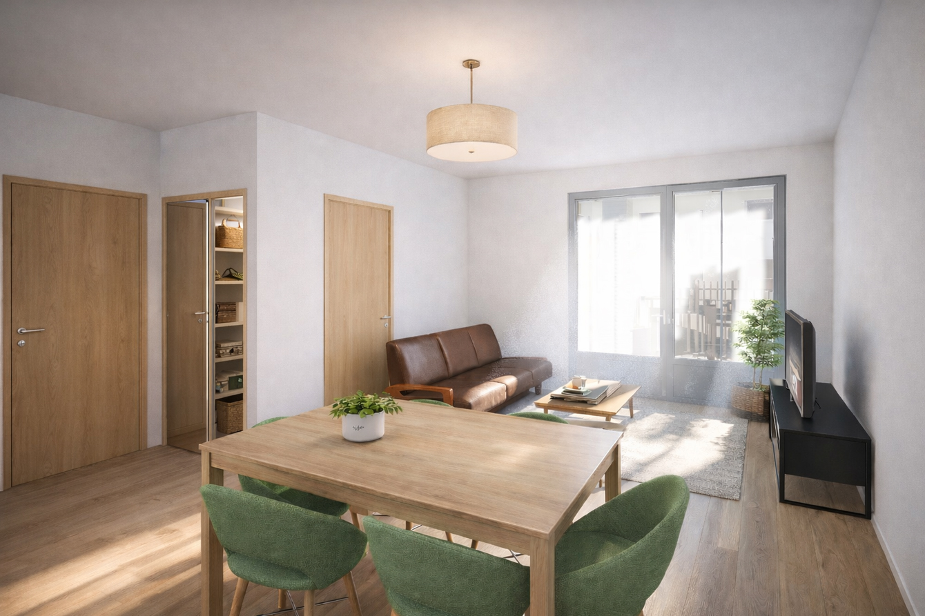 Vue pièce principale Type 2 de 45 m2 dans résidence les Pierres du Centre pour investir ou habiter dans quartier des halles sur Tours Centre