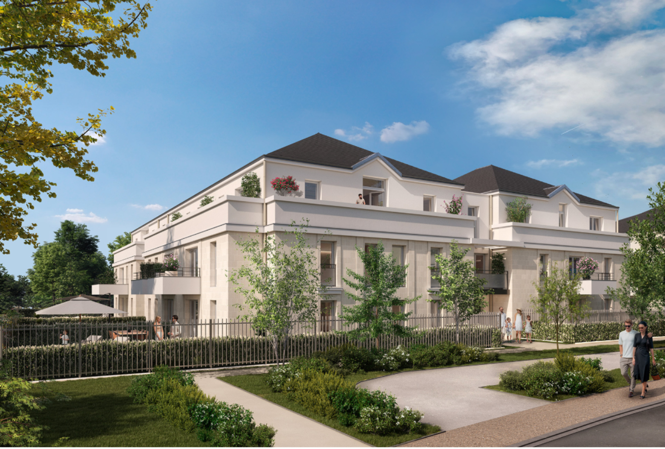 Vue facade programme neuf pour investir dans le neuf sur Saint-Cyr-sur-Loire appartement Type 2 de 40 m2